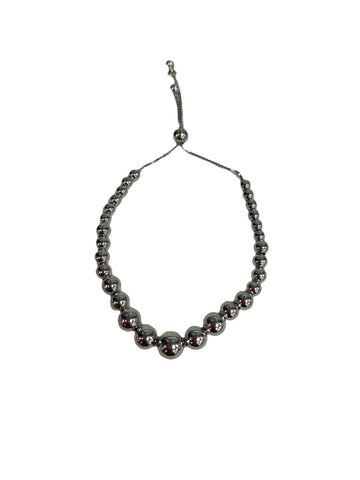 .925 Graduated Silver Beaded Bracelet S-FR-BDGRRHADJ-85